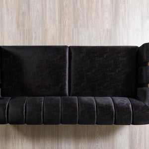 Santana Black Velvet Sofa & Loveseat