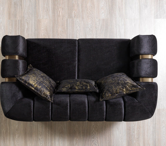 Santana Black Velvet Sofa & Loveseat