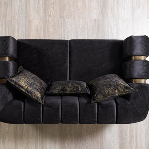 Santana Black Velvet Sofa & Loveseat