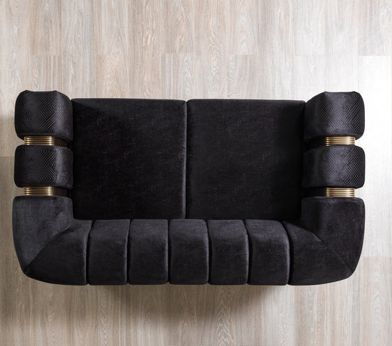 Santana Black Velvet Sofa & Loveseat