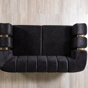 Santana Black Velvet Sofa & Loveseat