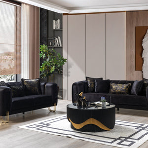 Santana Black Velvet Sofa & Loveseat