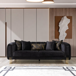 Santana Black Velvet Sofa & Loveseat