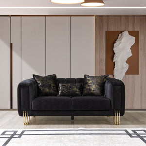 Santana Black Velvet Sofa & Loveseat