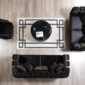 Santana Black Velvet Sofa & Loveseat