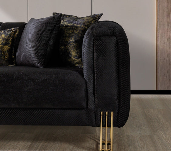 Santana Black Velvet Sofa & Loveseat