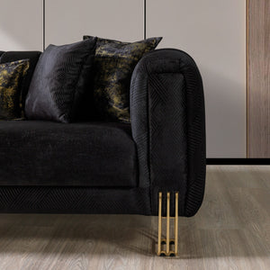 Santana Black Velvet Sofa & Loveseat