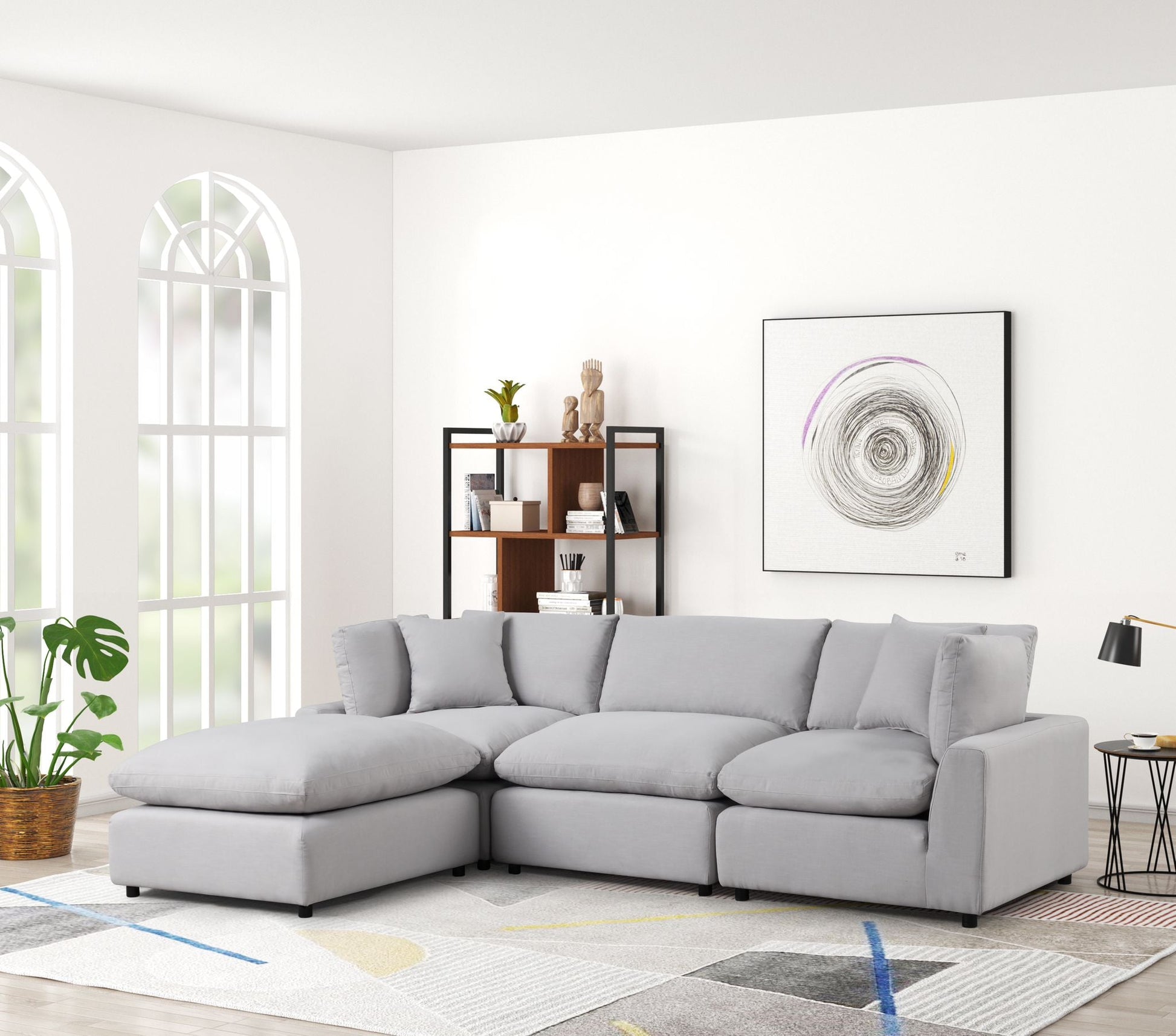 Sky Gray Linen Modular Sectional