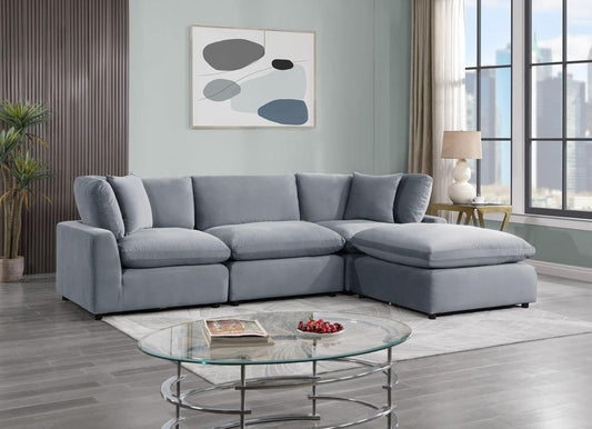 Sky Gray Velvet Modular Sectional