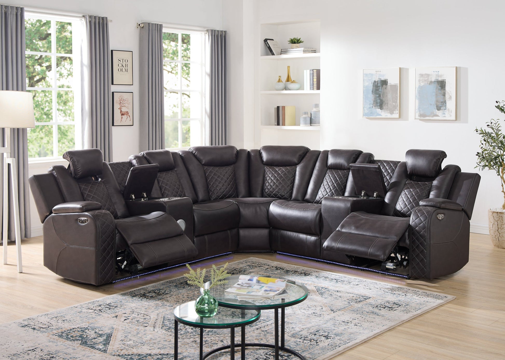 Spaceship Espresso Power Reclining Sectional