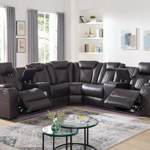 Spaceship Espresso Power Reclining Sectional