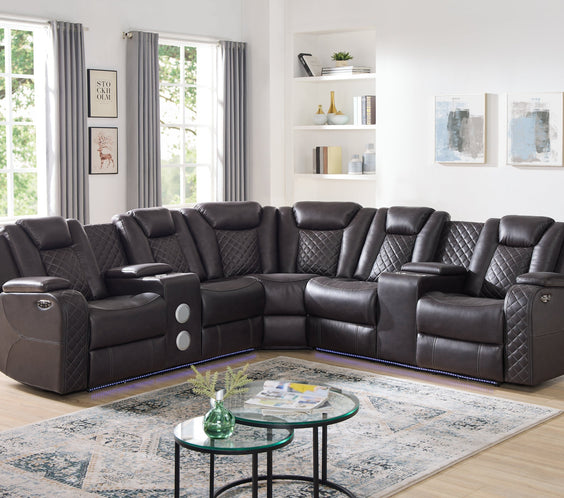 Spaceship Espresso Power Reclining Sectional