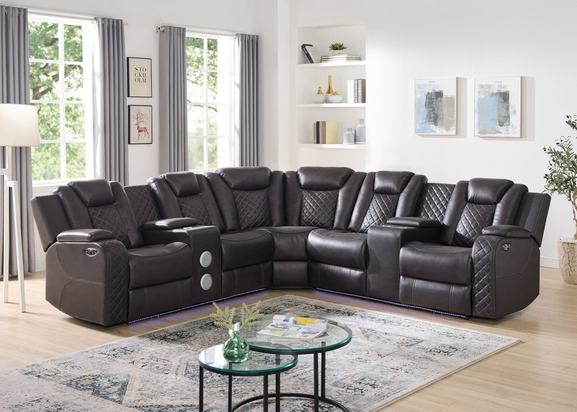 Spaceship Espresso Power Reclining Sectional