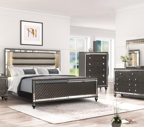 Stars Charcoal LED 5-Piece King Bedroom Set