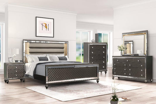 Stars Charcoal LED 5-Piece Queen Bedroom Set