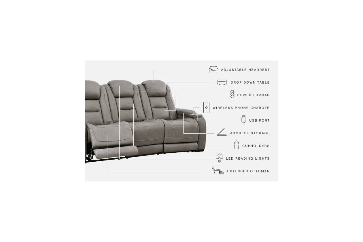 The Man-Den Gray Power Reclining Sofa