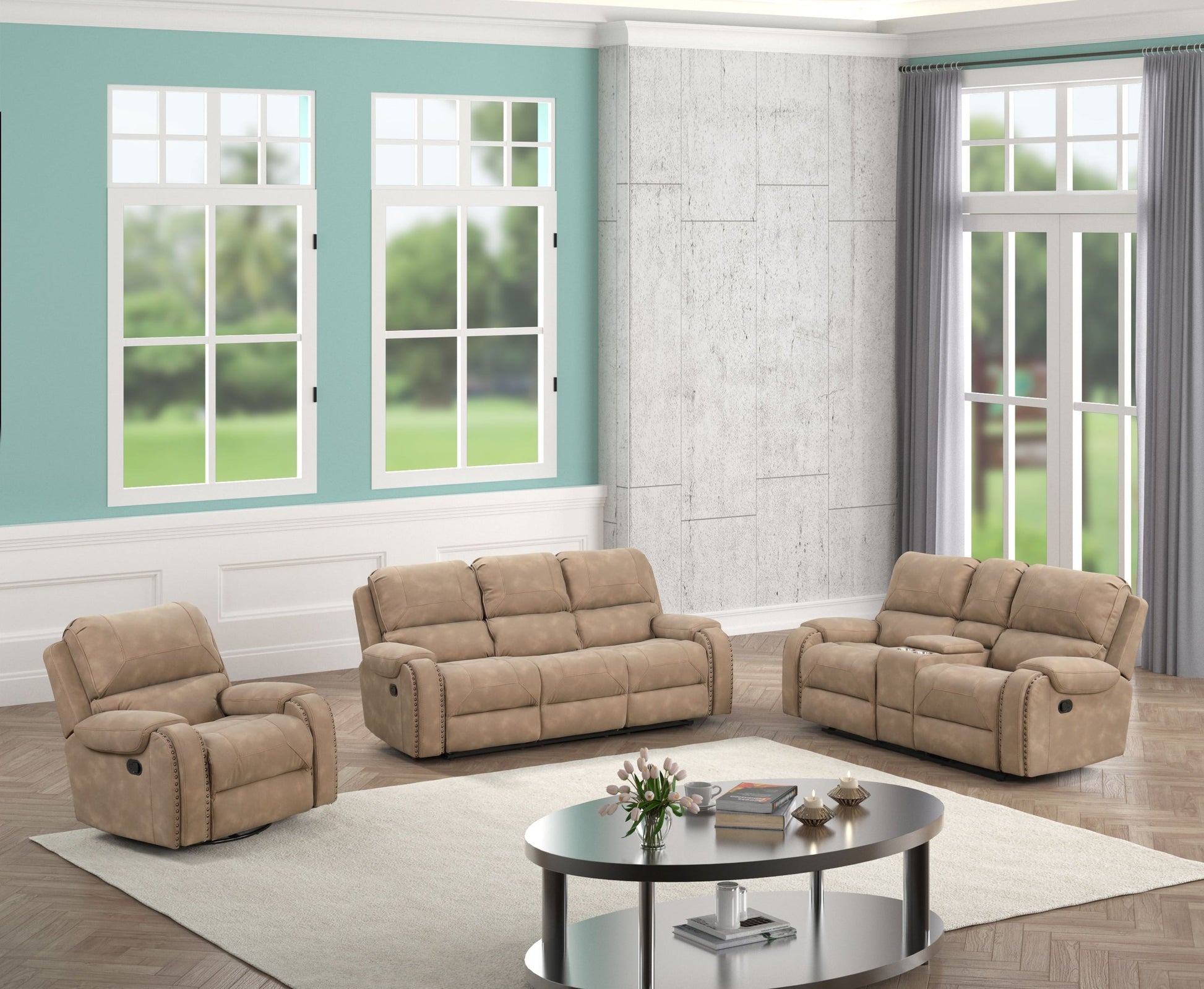 Titan Latte Oversized 3-Piece Reclining Living Room Set