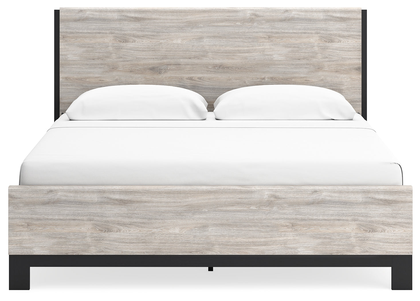 Vessalli King Panel Bed with Mirrored Dresser, Chest and 2 Nightstands in Gray