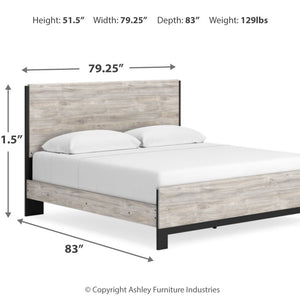 Vessalli King Panel Bed with Mirrored Dresser, Chest and 2 Nightstands in Gray