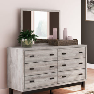 Vessalli King Panel Bed with Mirrored Dresser, Chest and 2 Nightstands in Gray