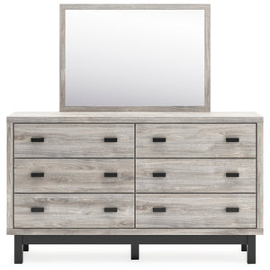 Vessalli King Panel Bed with Mirrored Dresser, Chest and 2 Nightstands in Gray