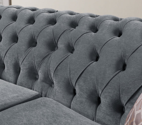 Victoria Gray Velvet Sofa & Loveseat