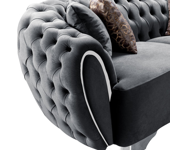 Victoria Gray Velvet Sofa & Loveseat