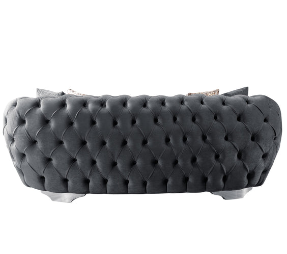 Victoria Gray Velvet Sofa & Loveseat