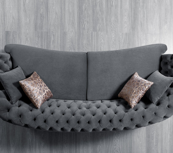 Victoria Gray Velvet Sofa & Loveseat