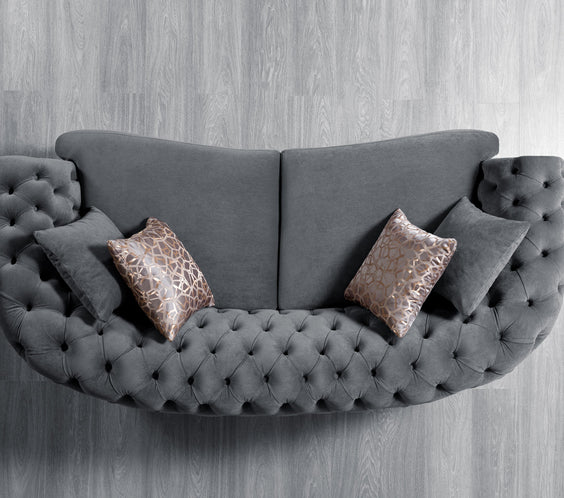 Victoria Gray Velvet Sofa & Loveseat