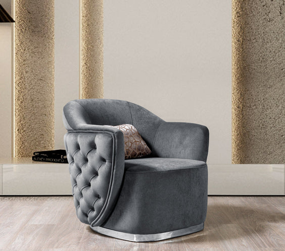 Victoria Gray Velvet Sofa & Loveseat