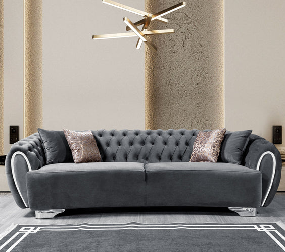 Victoria Gray Velvet Sofa & Loveseat
