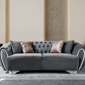 Victoria Gray Velvet Sofa & Loveseat