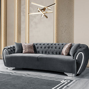 Victoria Gray Velvet Sofa & Loveseat