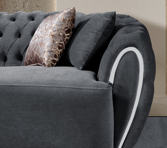 Victoria Gray Velvet Sofa & Loveseat