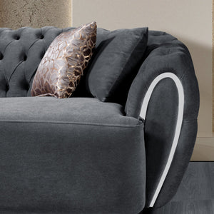 Victoria Gray Velvet Sofa & Loveseat