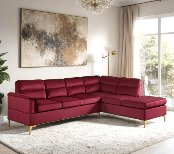 Vogue Red Velvet Sectional