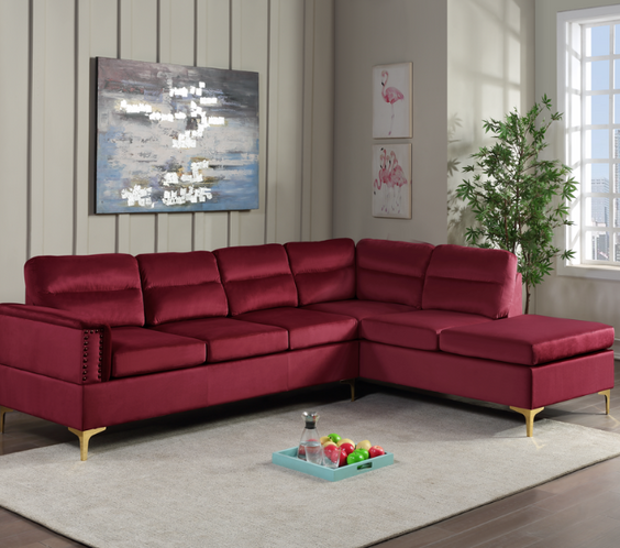 Vogue Red Velvet Sectional