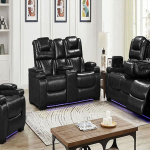 Woodland Black 3-Piece Power Reclining Living Room Set