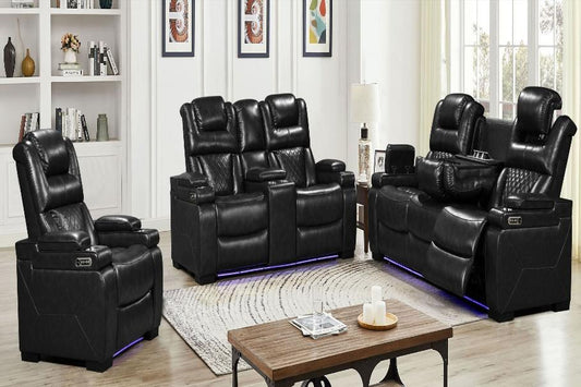 Woodland Black 3-Piece Power Reclining Living Room Set