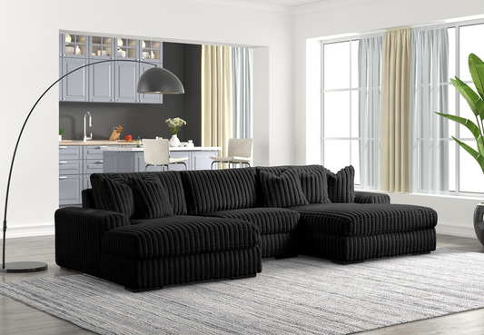 XL SUNDAY2 - Black 3PC Sectional