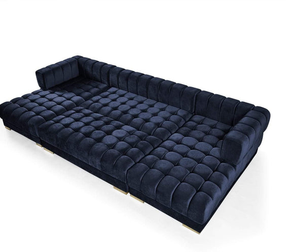 Ariana Navy Velvet Rectangle Ottoman