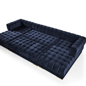 Ariana Navy Velvet Rectangle Ottoman