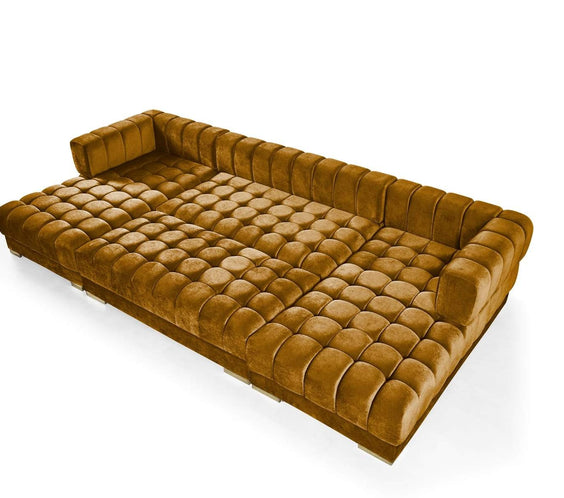 Ariana Mustard Velvet Rectangle Ottoman