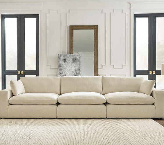 Elyza Linen Modern Contemporary Traditional Sleek Fabric Sectional Oversized, High Quality Sofaloveseat