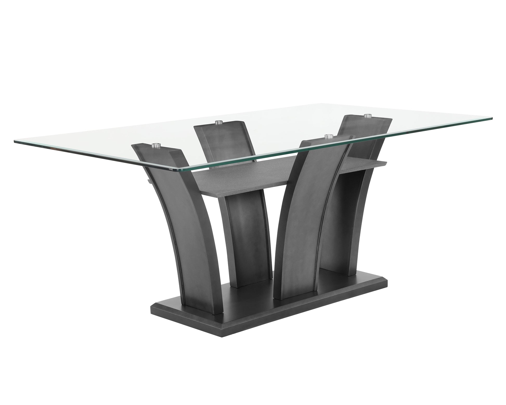 Camelia Gray Modern And Sleek Metal Glass Rectangular Dining Room Set