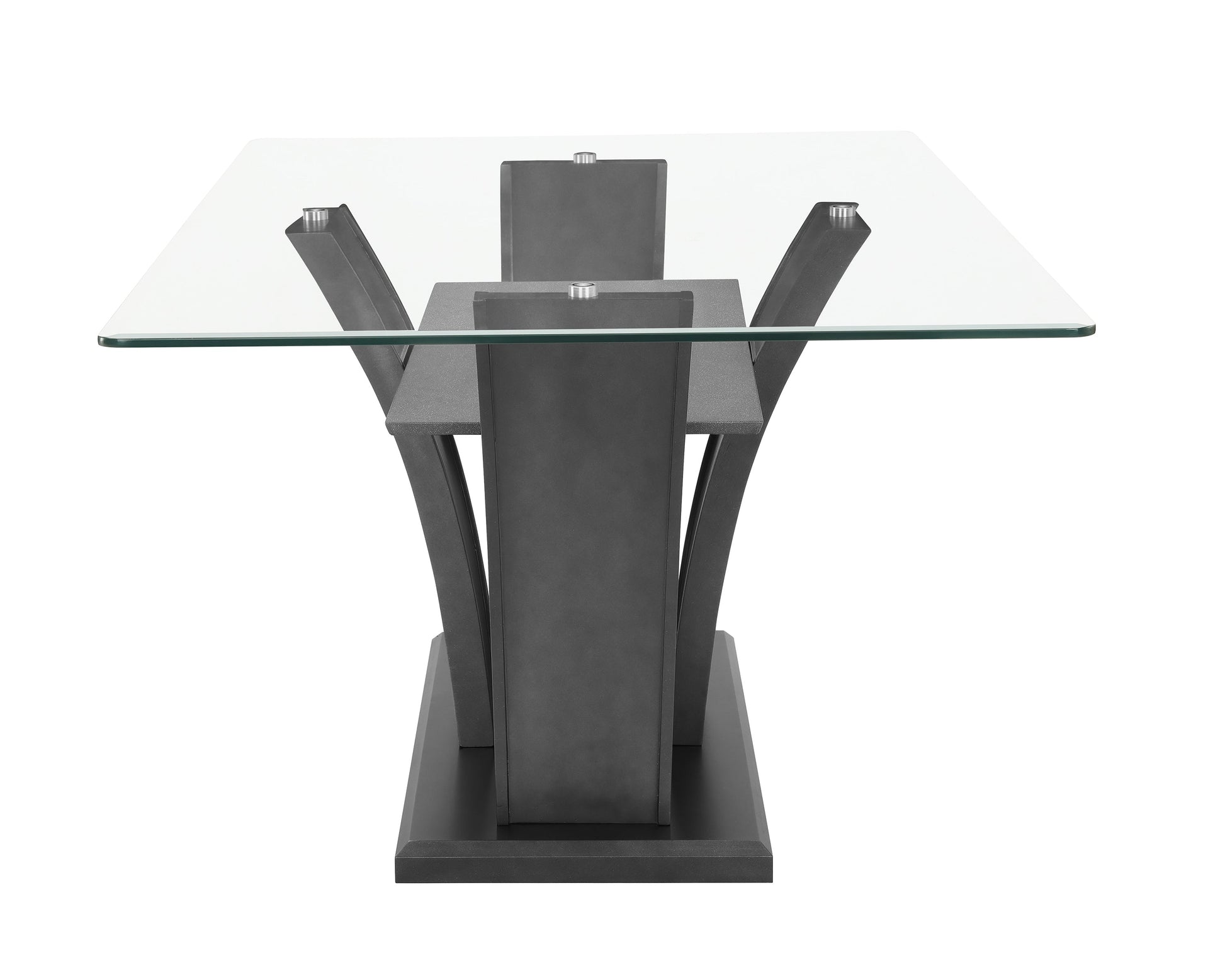 Camelia Gray Modern And Sleek Metal Glass Rectangular Dining Room Set