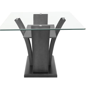 Camelia Gray Modern And Sleek Metal Glass Rectangular Dining Room Set