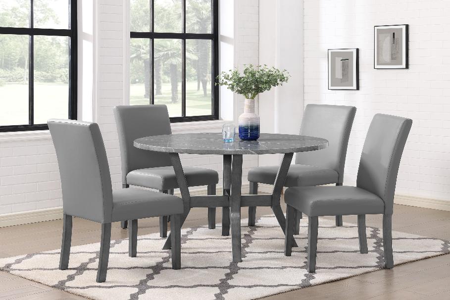 Judson Gray 5-Pk Modern Sleek Wood And Veneers Oval Dining Table Set