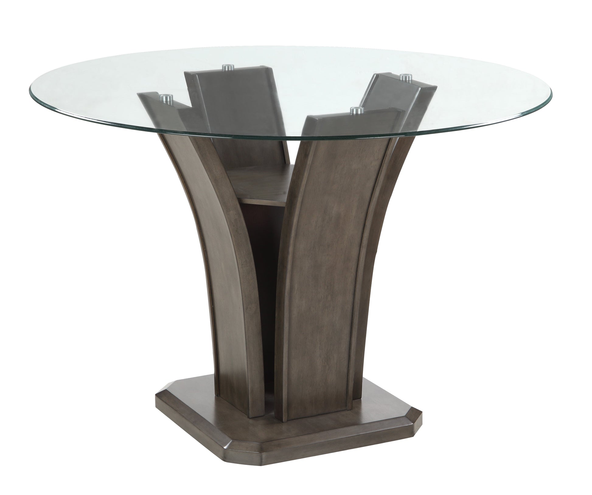 Camelia Gray Round Glass-top Counter Height Dining Room Set